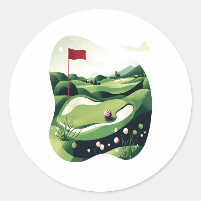 Playing Golf Field Classic Round Sticker (Front)