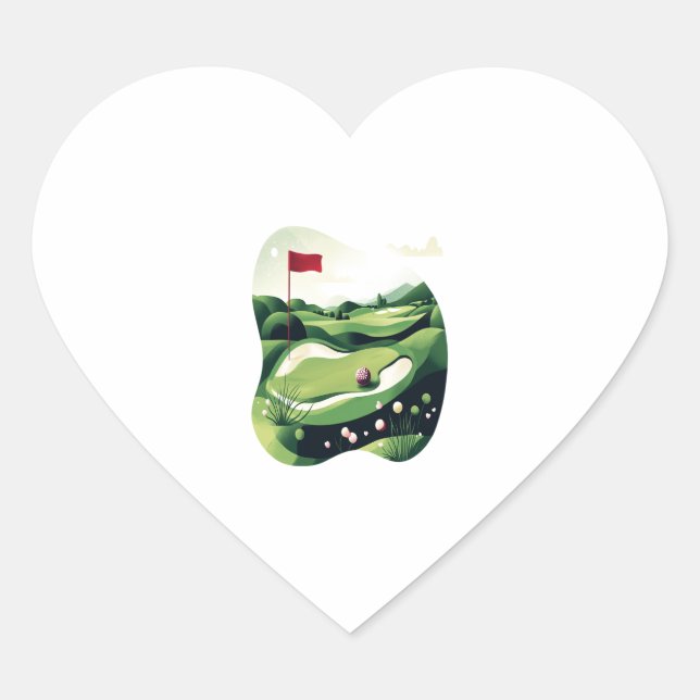 Playing Golf Field Heart Sticker (Front)