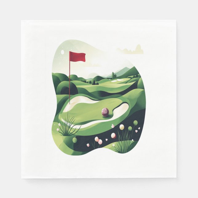 Playing Golf Field Napkin (Front)