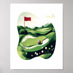 Playing Golf Field Poster