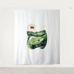 Playing Golf Field Tapestry