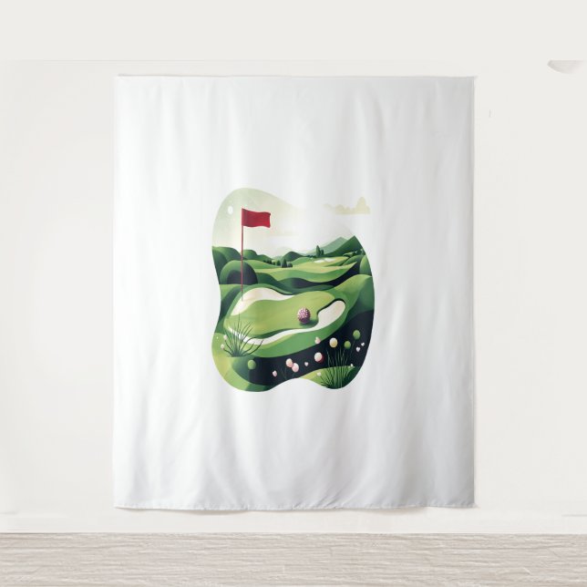Playing Golf Field Tapestry (Front)