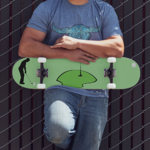 Playing golf, skateboard