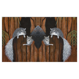Playing Grey Squirrels Fabric