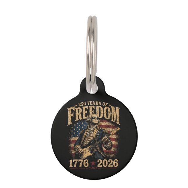  Playing Guitar 250 Years 4th July Pet Tag (Front)