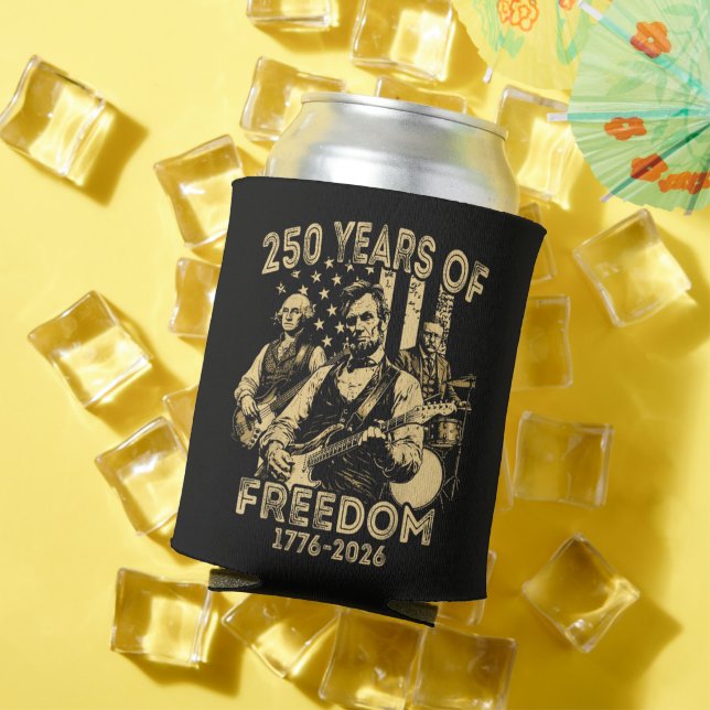 Playing Guitar 4th July 250th Anniversary Can Cooler (In Situ Summer)