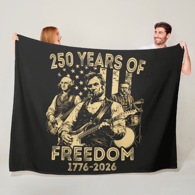 Playing Guitar 4th July 250th Anniversary Fleece Blanket (In Situ)