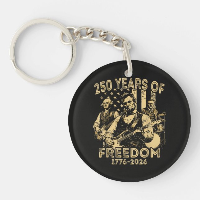 Playing Guitar 4th July 250th Anniversary Key Ring (Front)
