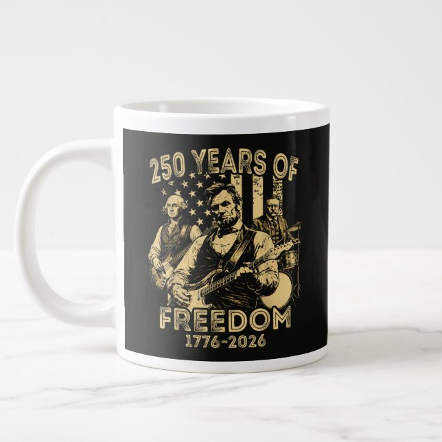 Playing Guitar 4th July 250th Anniversary Large Coffee Mug (Left)