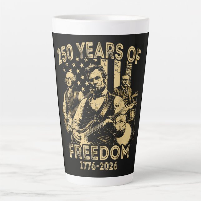 Playing Guitar 4th July 250th Anniversary Latte Mug (Front)