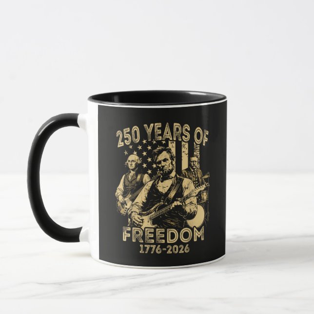 Playing Guitar 4th July 250th Anniversary Mug (Left)