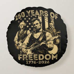 Playing Guitar 4th July 250th Anniversary Round Cushion