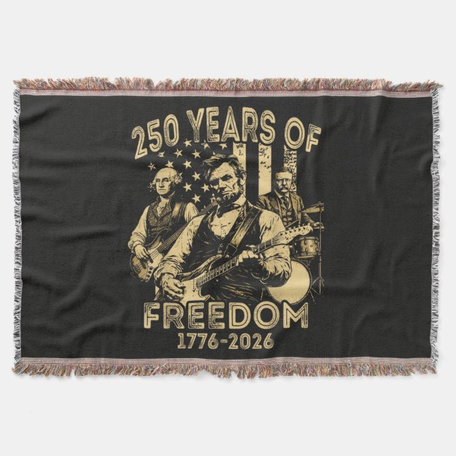 Playing Guitar 4th July 250th Anniversary Throw Blanket (Front)