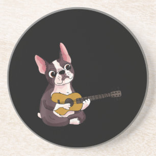 Playing Guitar Guitarist Frenchie Bulldog Gift Coaster
