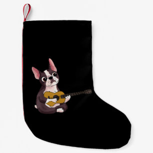 Playing Guitar Guitarist Frenchie Bulldog Gift Small Christmas Stocking