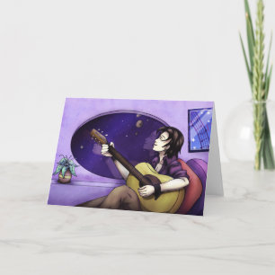 Playing Guitar in Space Card