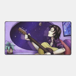 Playing Guitar in Space Desk Mat