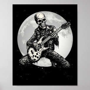 Playing Guitar Punk Rock Music Halloween Mens Kids Poster