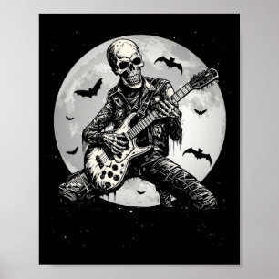 Playing Guitar Punk Rock Music Halloween Mens Kids Poster