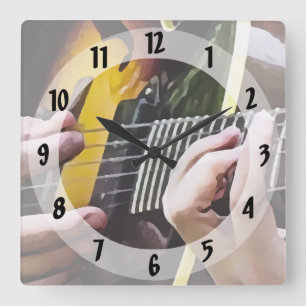Playing Guitar Square Wall Clock