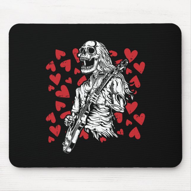 Playing Guitar Valentines Day Cool Rock Musician  Mouse Mat (Front)