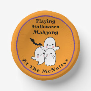 Playing Halloween Mahjong Personalise NAME Paper Plate