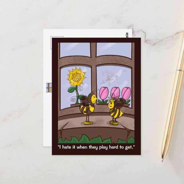 Playing Hard To Get Postcard (Front/Back In Situ)