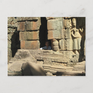 Playing in the Ruins ... Ta Prohm, Cambodia Postcard