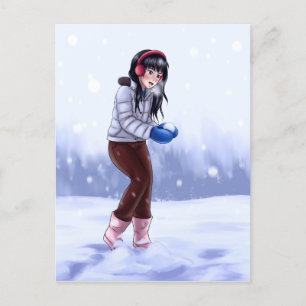 Playing in the Snow Holiday Postcard