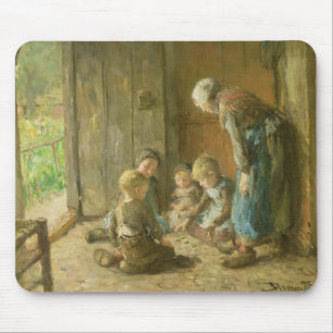 Playing Jacks on the Doorstep Mouse Mat