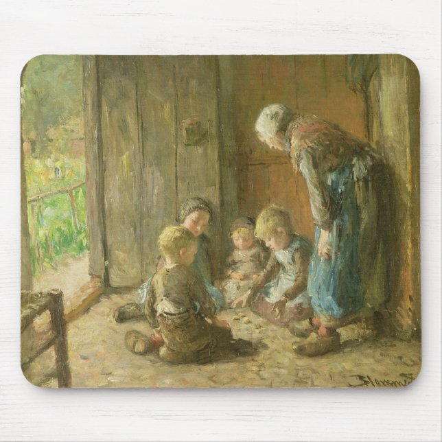 Playing Jacks on the Doorstep Mouse Mat (Front)