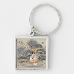 Playing Music by Lotus Pond Key Ring