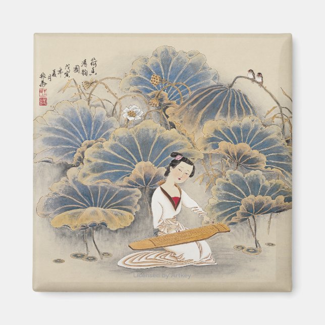 Playing Music by Lotus Pond Magnet (Front)