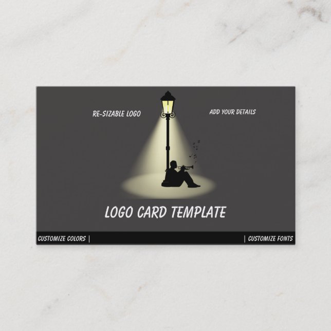 Playing Music Horn Musicians Logo Business Card (Front)