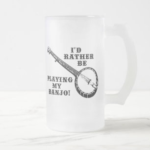Playing My Banjo Frosted Glass Beer Mug
