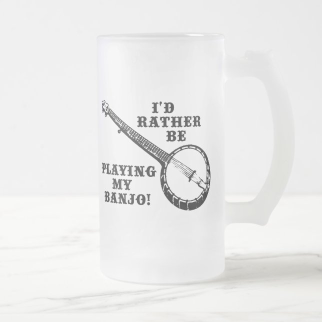 Playing My Banjo Frosted Glass Beer Mug (Right)