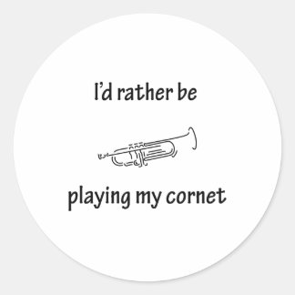 Playing My Cornet Classic Round Sticker