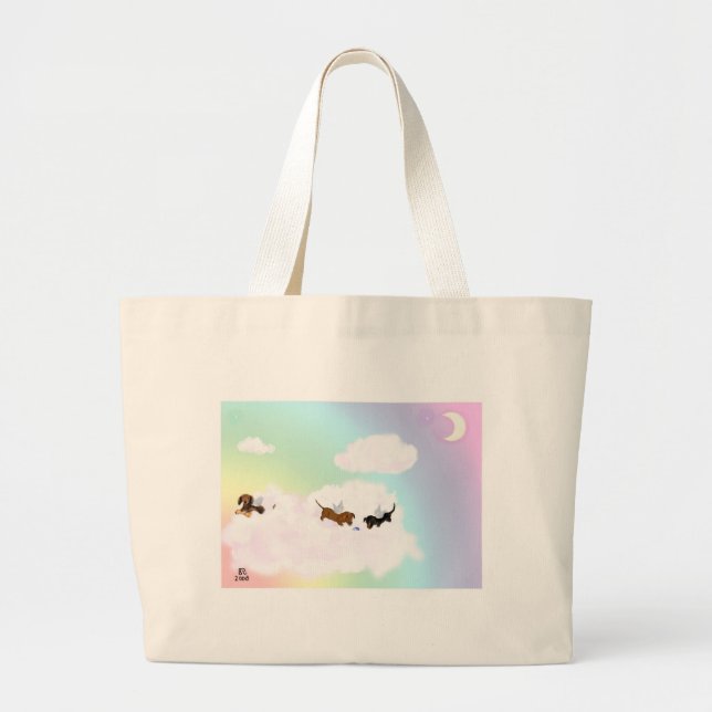 Playing Over The Rainbow Bridge Large Tote Bag (Front)