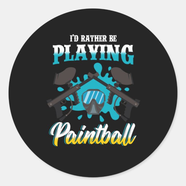 Playing Paintball Colour Balls Paintball Marker Gi Classic Round Sticker (Front)