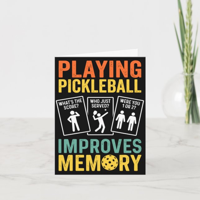 Playing pickleball improves memory funny vintage card (Front)