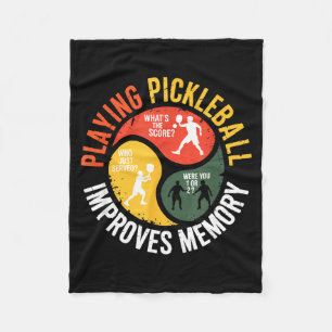 Playing pickleball player memory humour retro padd fleece blanket
