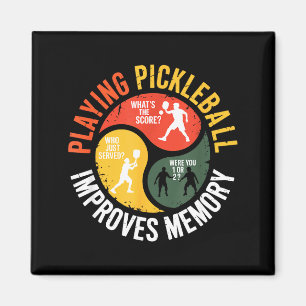 Playing pickleball player memory humour retro padd magnet