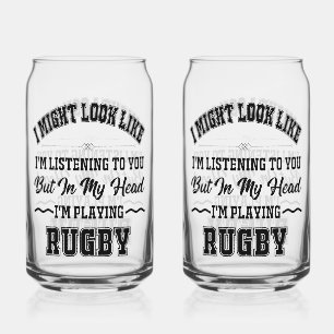 Playing Rugby Printed 16oz Can Glasses