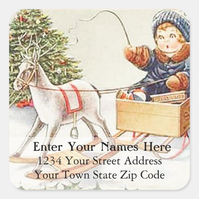 Playing Santa Vintage Christmas Address Label (Front)