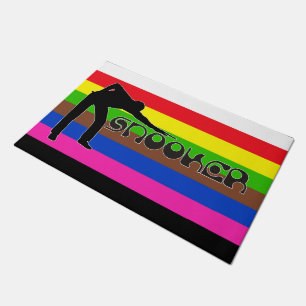 PLAYING SNOOKER modern font & coloured stripes Doormat