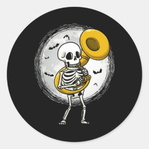 Playing Sousaphone Tuba Instrument Halloween Band  Classic Round Sticker