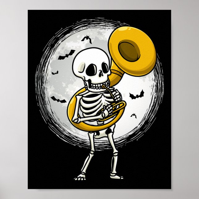 Playing Sousaphone Tuba Instrument Halloween Band  Poster (Front)