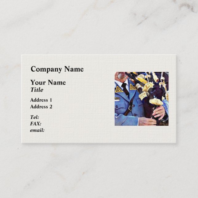 Playing the Bagpipe Business Card (Front)