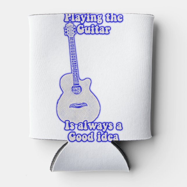 Playing the guitar is always a good idea. blue can cooler (Front)