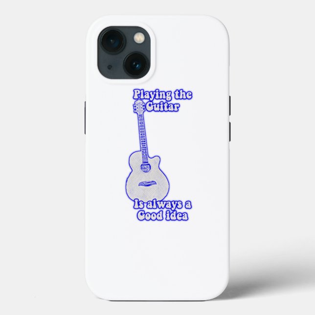 Playing the guitar is always a good idea. blue Case-Mate iPhone case (Back)